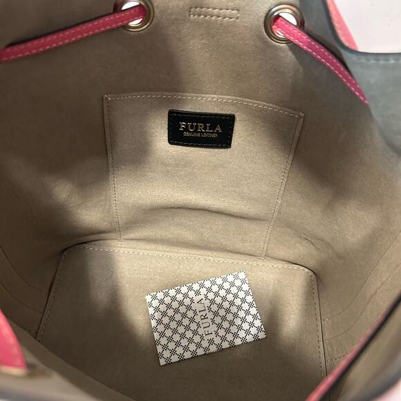 Furla Costanza Drawstring Bucket Bag in Ortenzia ( Barbie Pink) New with tag - Picture 12 of 15
